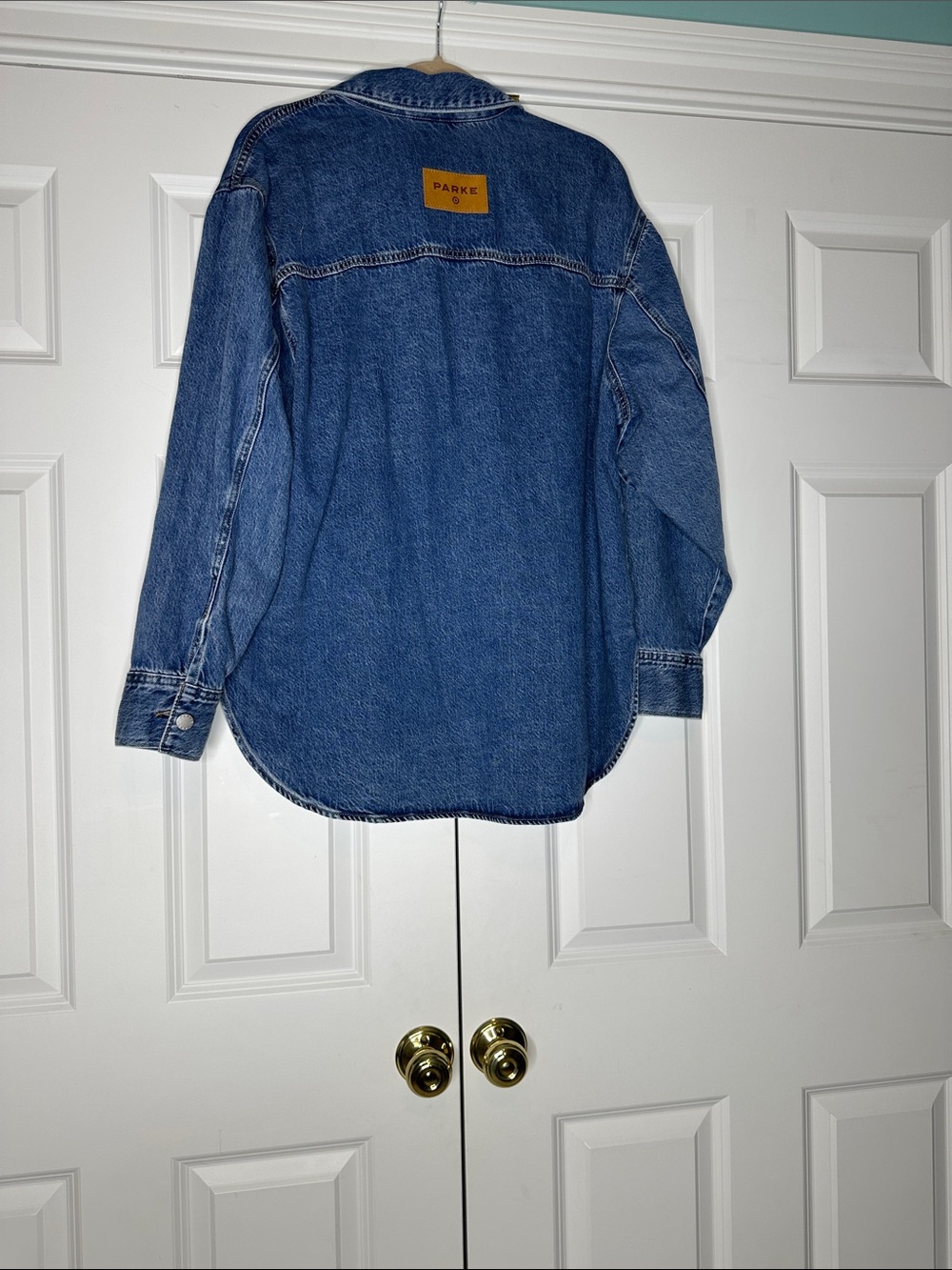NWT Parke x Target Women's Long Sleeve Denim Shacket - Medium Wash Size XL - Picture 7 of 7